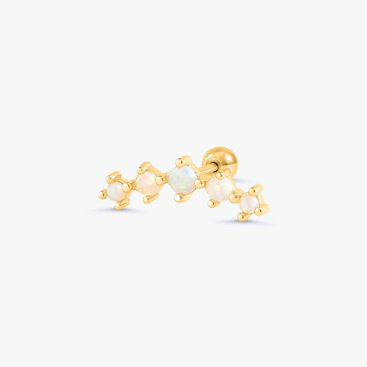 Curved White Opal Flat Back Piercing Earring