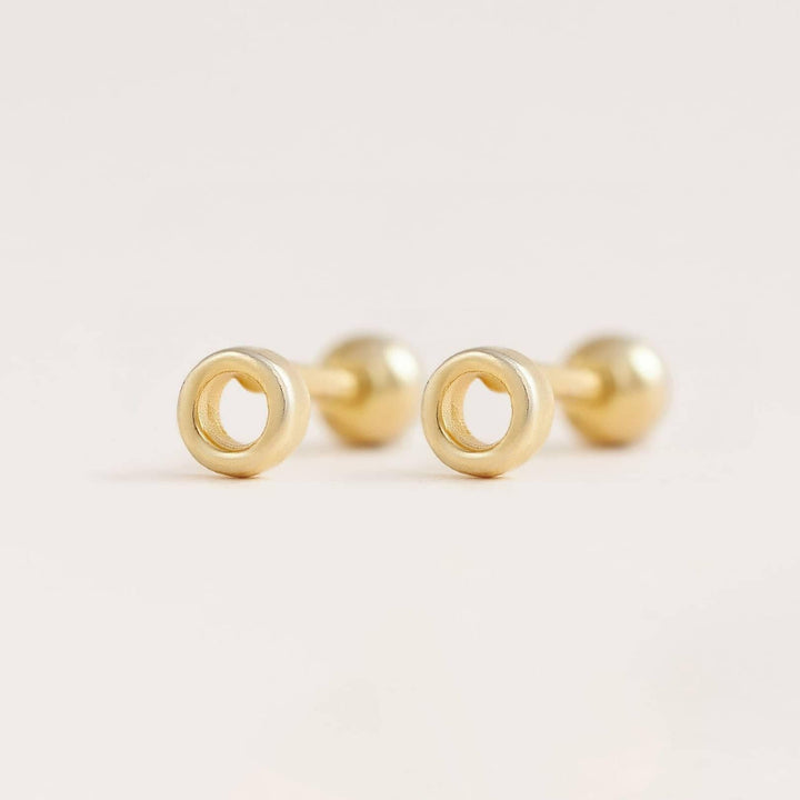 Tiny Circle Plain Screw Back Earrings