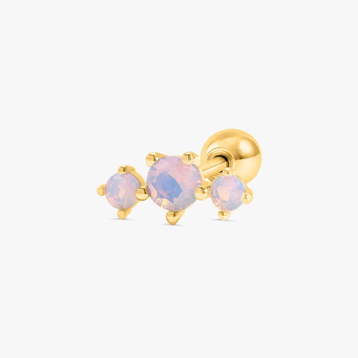 Trinity Pink Moonstone Flat Back Piercing Earring