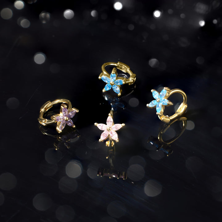 gold flower earrings