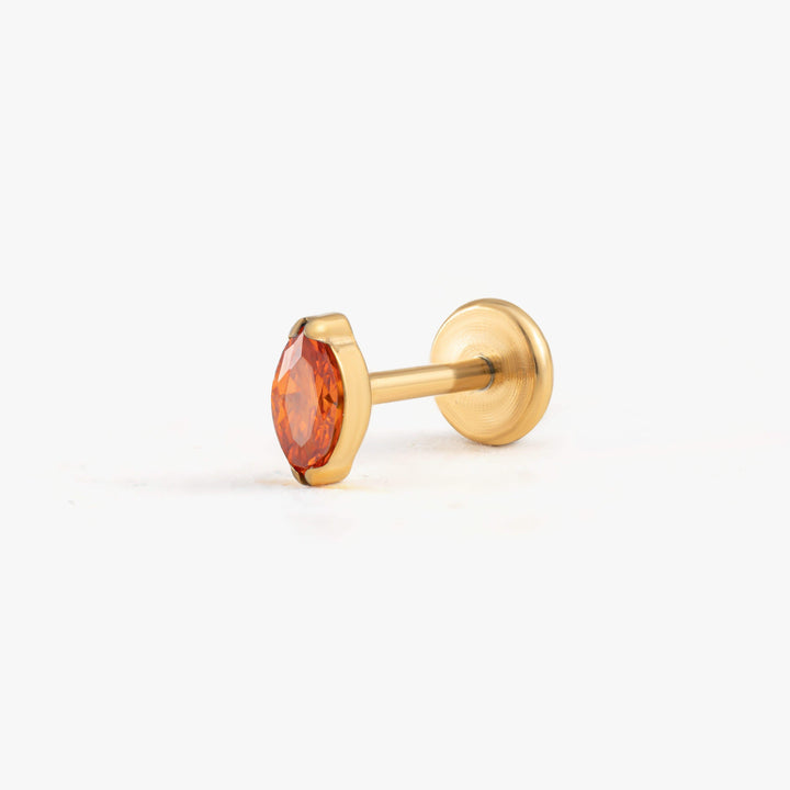Tiny Marquise Garnet Red 3A CZ Push Pin Piercing Earring
