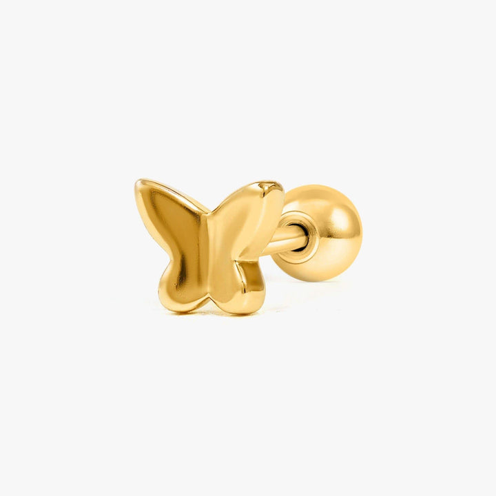Winziger schlichter Schmetterlings-Piercing-Ohrring mit flacher Rückseite