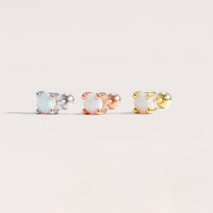 Muptile Sizes White Opal Srew Back Earrings