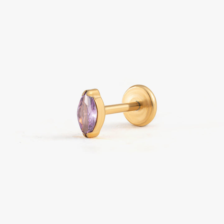 Tiny Marquise Amethyst Purple 3A CZ Push Pin Piercing Earring
