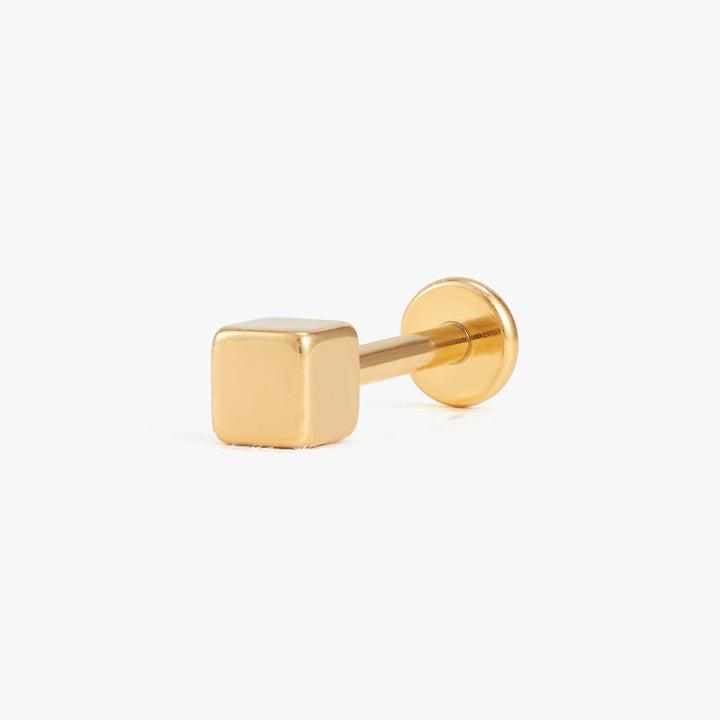 Tiny Plain Square Flat Back Push Pin Earring