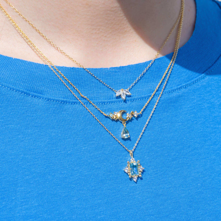 aquamarine moon pendant necklace