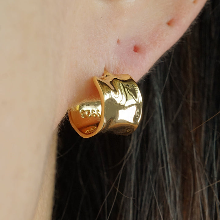 C-shaped Plain Wide-Faced Irregular Stud Earrings