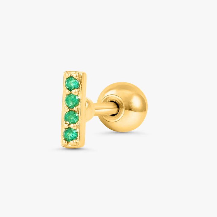 Emerald Green 3A CZ  Bar Flat Back Piercing Stud