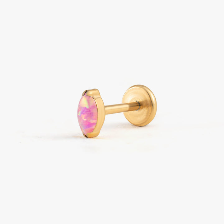 Tiny Marquise Pink Opal Push Pin Piercing Earring