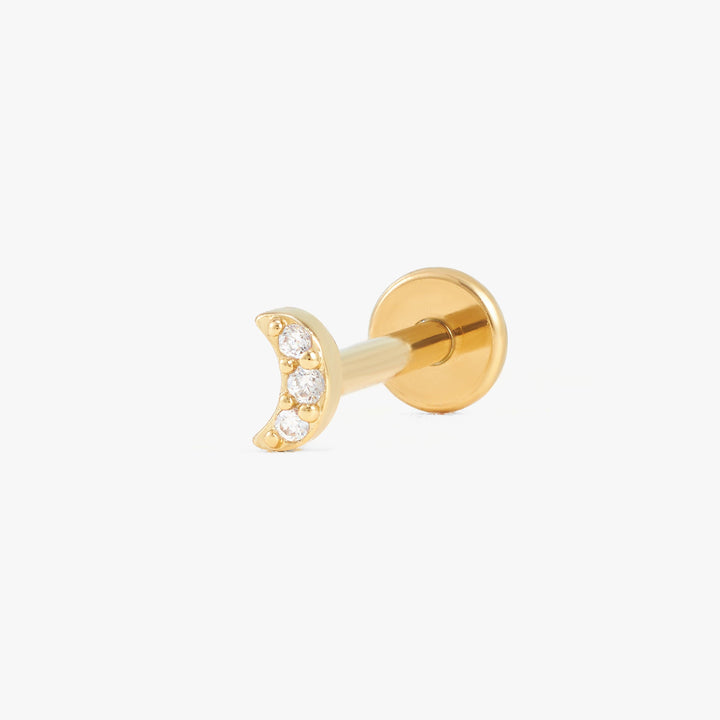 Tiny Celestial Moon Crystal 3A CZ Push Pin Earring