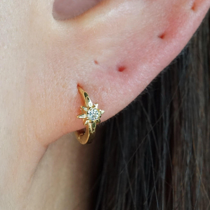 North Star Huggie Hoop Earrings