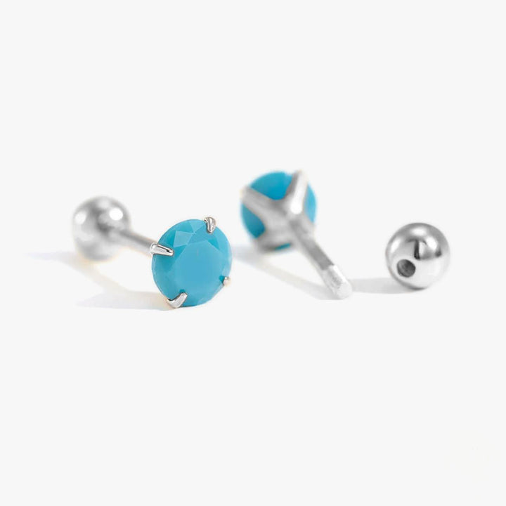Muptile Sizes Turquoise Screw Back Earrings-EricaJewels