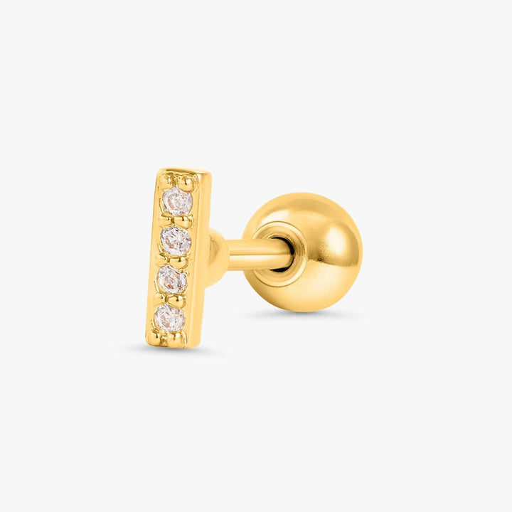 Crystal 3A CZ  Bar Flat Back Piercing Earring