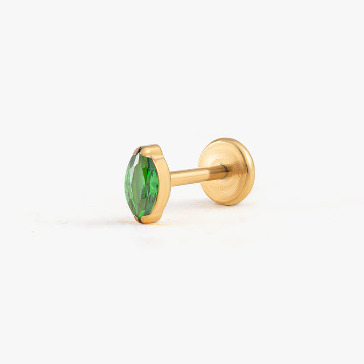 Winziger Marquise Smaragdgrün 3A CZ Push Pin Piercing Ohrring