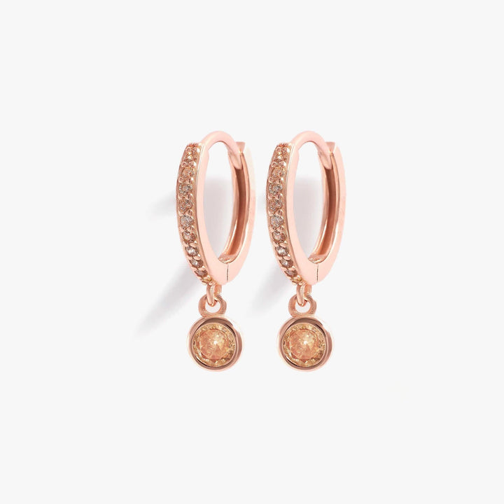 Citrine Yellow 3A CZ November Birthstone Hoop Earrings-EricaJewels