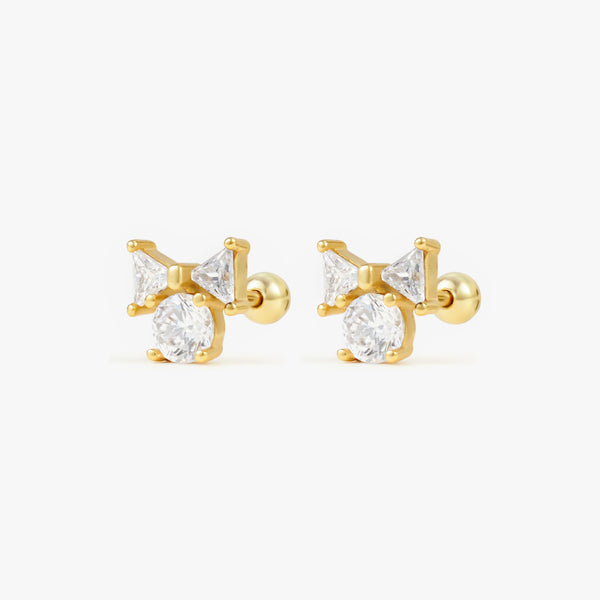 Fashion Butterfly Crystal 3A CZ Screw Back Earrings