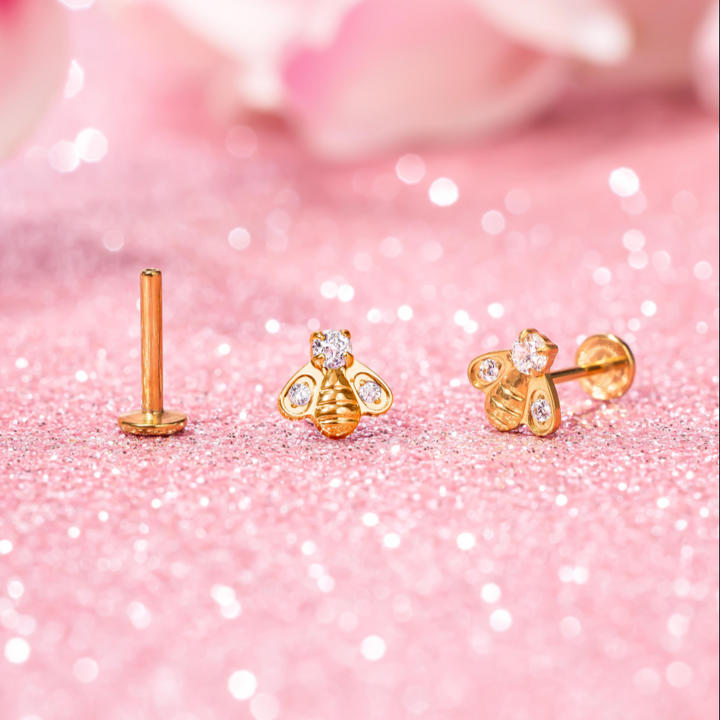 Crystal Bee Ttianium Flatback Stud