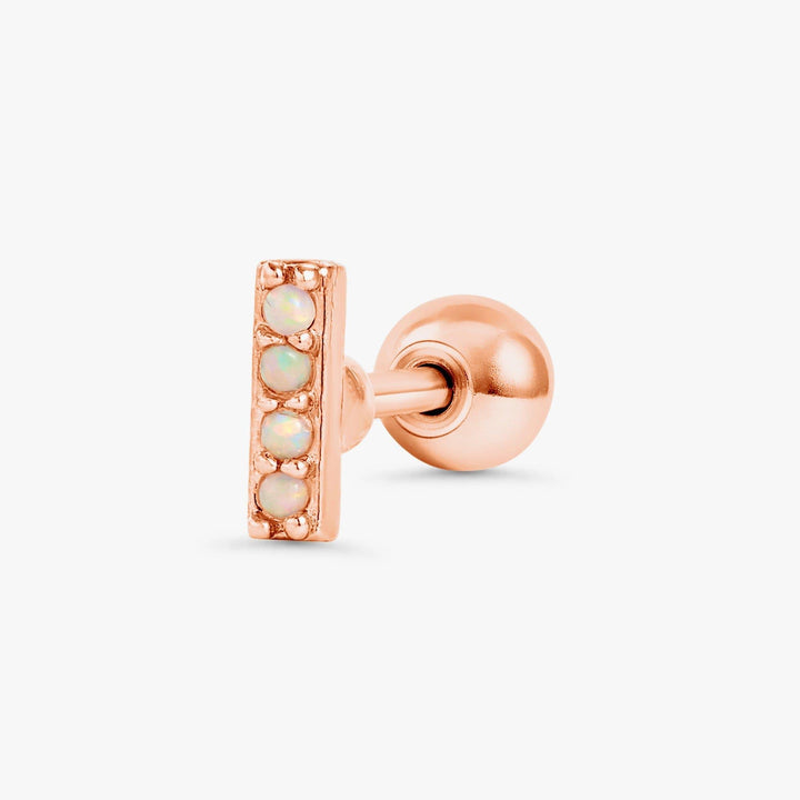 White Opal Bar Flat Back Piercing Earring