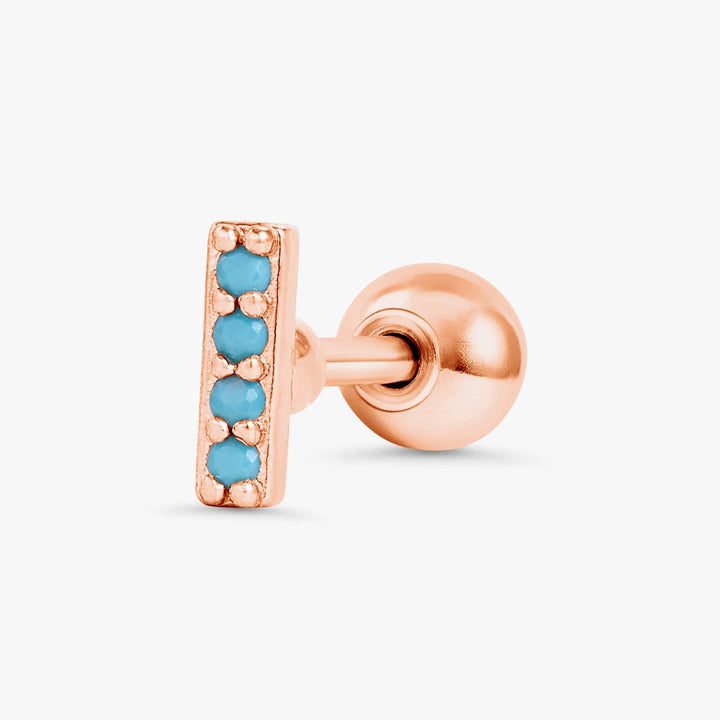 Turquoise Bar Flat Back Piercing Stud
