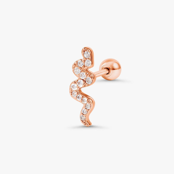 Crystal 3A CZ  Snake Flat Back Piercing Earring