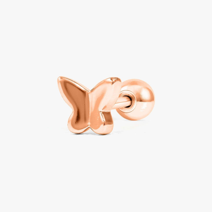 Winziger schlichter Schmetterlings-Piercing-Ohrring mit flacher Rückseite