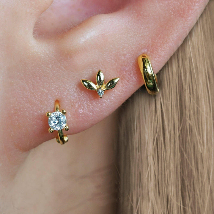 Boucle d'oreille piercing triple marquise unie à dos plat