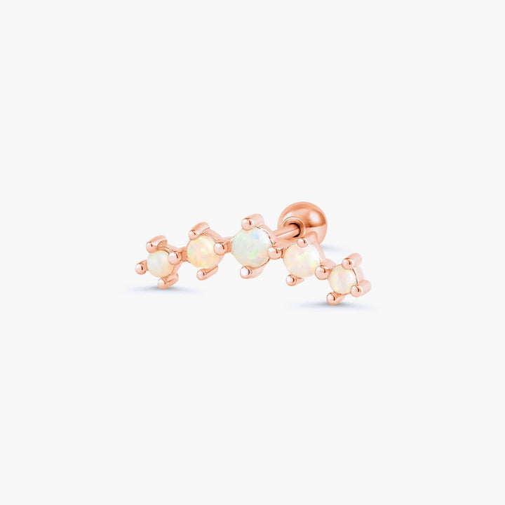 Curved White Opal Flat Back Piercing Earring