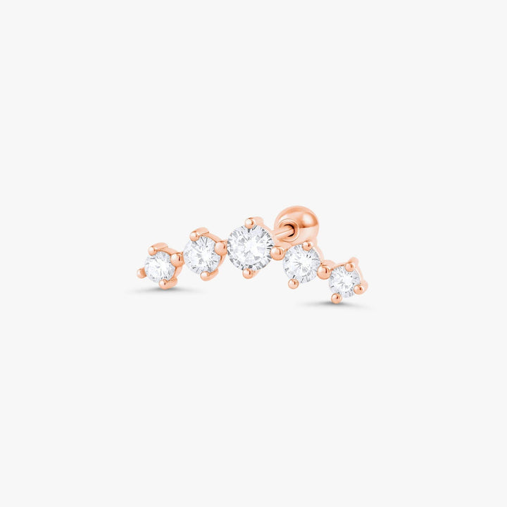 Curved Crystal 3A CZ  Flat Back Piercing Earring