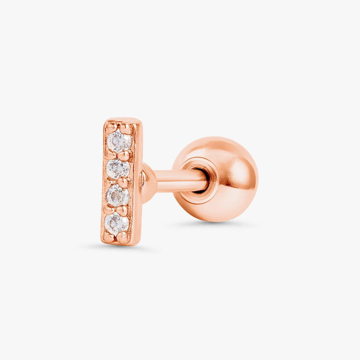 Crystal 3A CZ  Bar Flat Back Piercing Earring