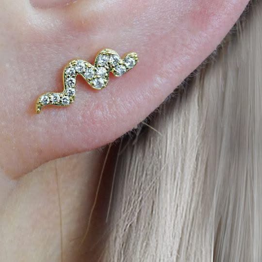 Crystal 3A CZ  Snake Flat Back Piercing Earring