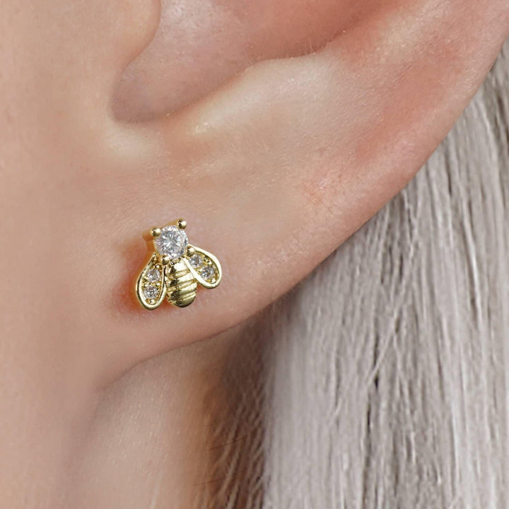 Humble Bee Crystal 3A CZ  Flat Back Piercing Stud