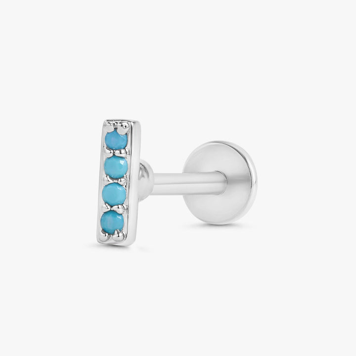 Turquoise Bar Flat Back Piercing Stud