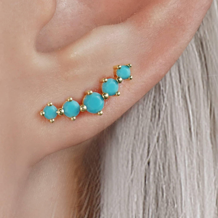 Curved Turquoise Flat Back Piercing Earring