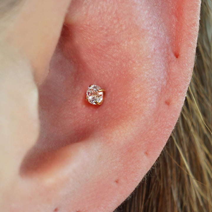 Tiny Twinkle Crystal Push Pin Stud-Gold-EricaJewels