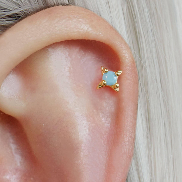 Tiny Turquoise Star Flat Back Earring