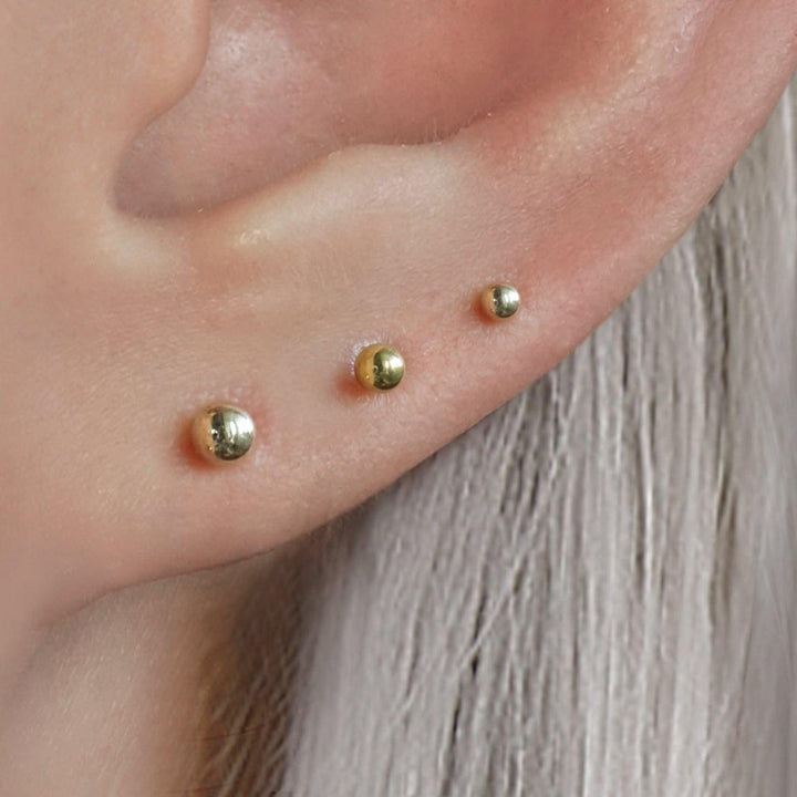Multiple Sizes Plain Bead Push Pin Piercing Earring