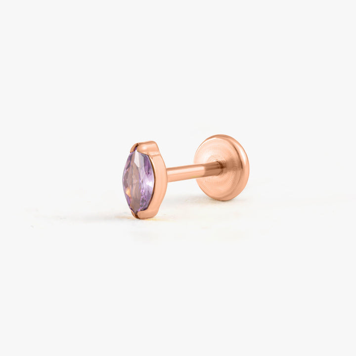 Tiny Marquise Amethyst Purple 3A CZ Push Pin Piercing Earring