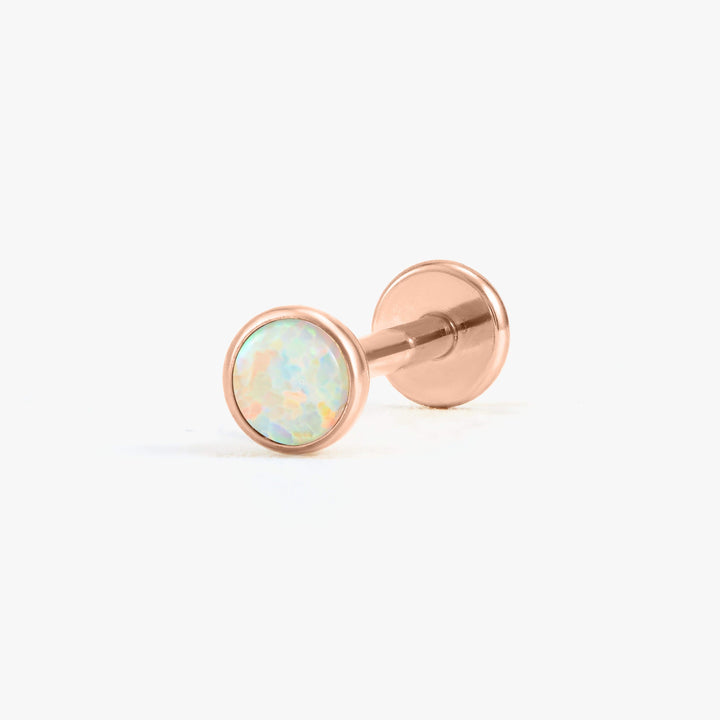 Multiple Sizes White Opal Bezeled Push Pin Earring