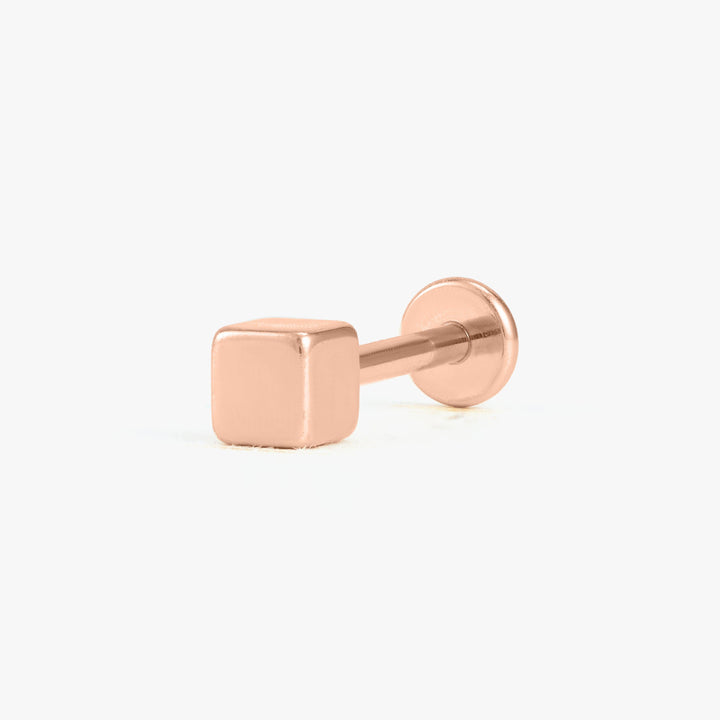 Tiny Plain Square Flat Back Push Pin Earring