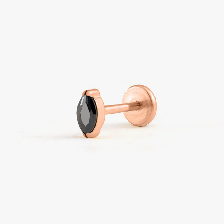 Tiny Marquise Black 3A CZ Push Pin Piercing Earring