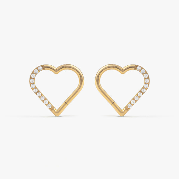 Heart Shape Crystal 3A CZ Daith Jewelry & Septum Rings-Left And Right