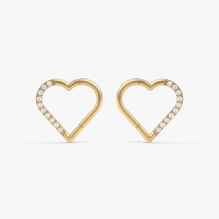 Heart Shape Crystal 3A CZ Daith Jewelry & Septum Rings-Left And Right