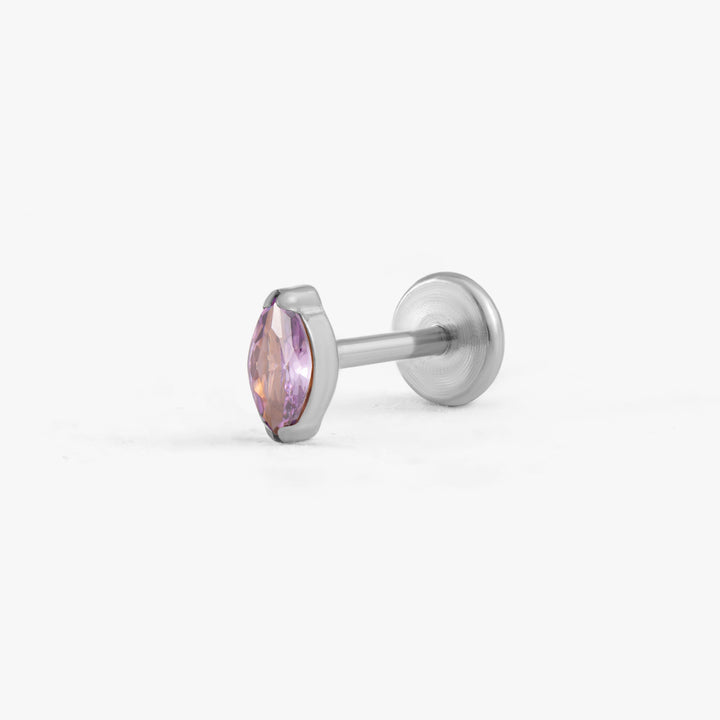 Tiny Marquise Amethyst Purple 3A CZ Push Pin Piercing Earring