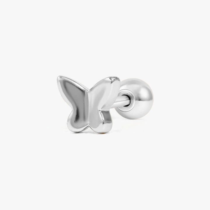 Winziger schlichter Schmetterlings-Piercing-Ohrring mit flacher Rückseite