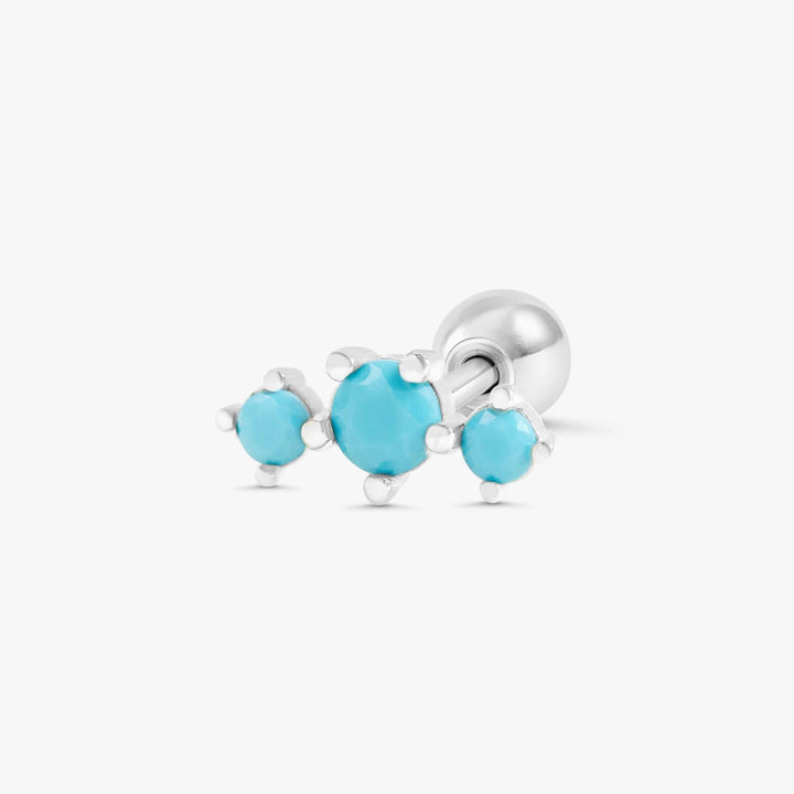Triple Turquoise Flat Back Piercing Earring