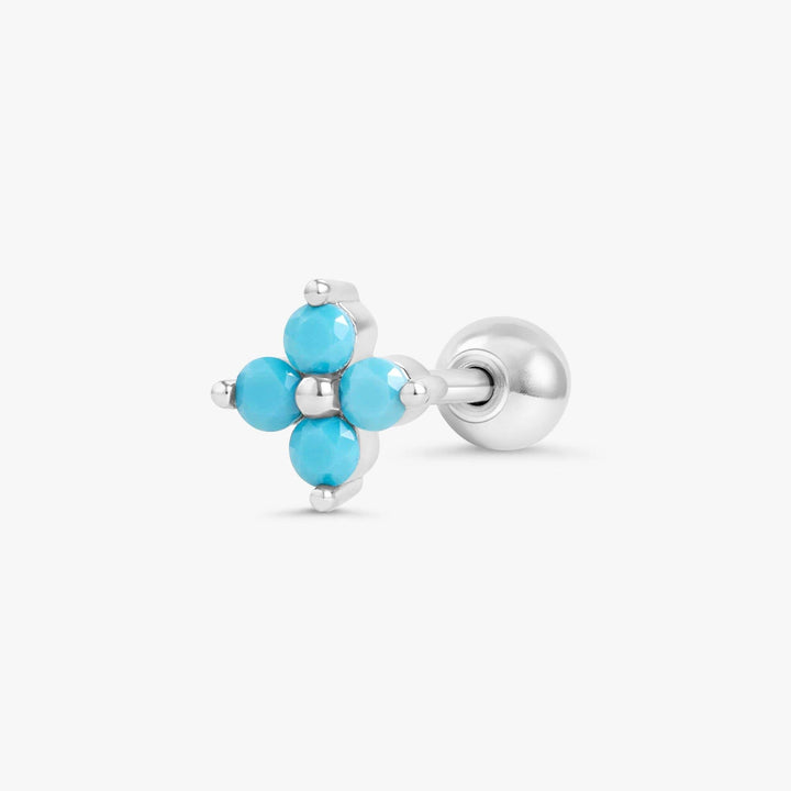 Turquoise Four Leaf Clover Flat Back Piercing Earring