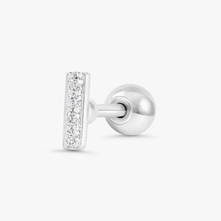 Crystal 3A CZ  Bar Flat Back Piercing Earring