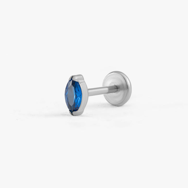 Tiny Marquise Sapphire Blue 3A CZ Push Pin Piercing Earring