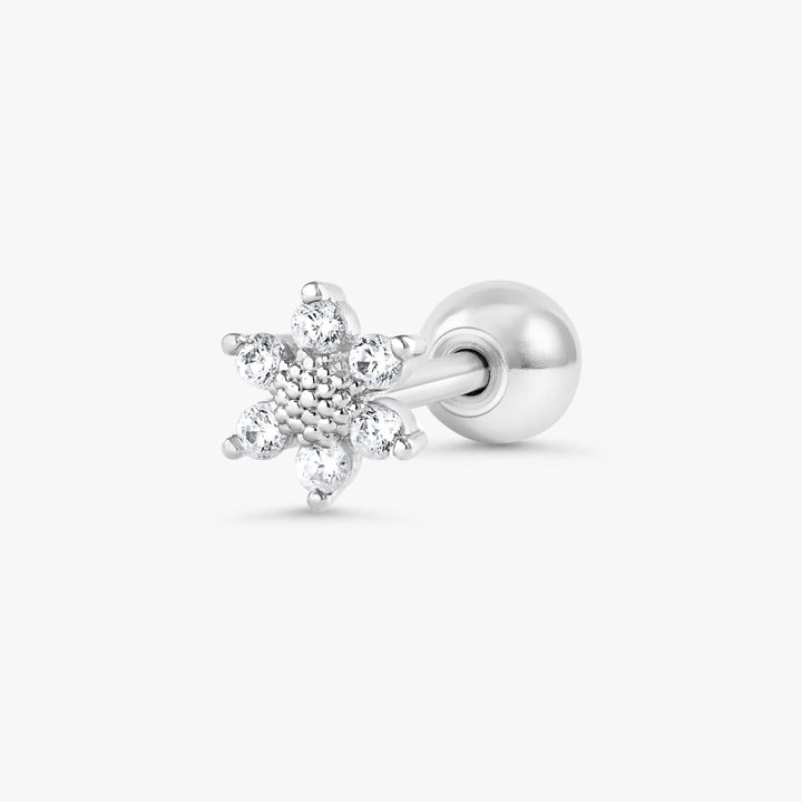 Crystal 3A CZ  Sunflower Flat Back Piercing Earring