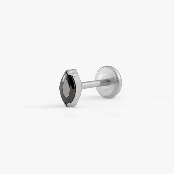 Tiny Marquise Black 3A CZ Push Pin Piercing Earring